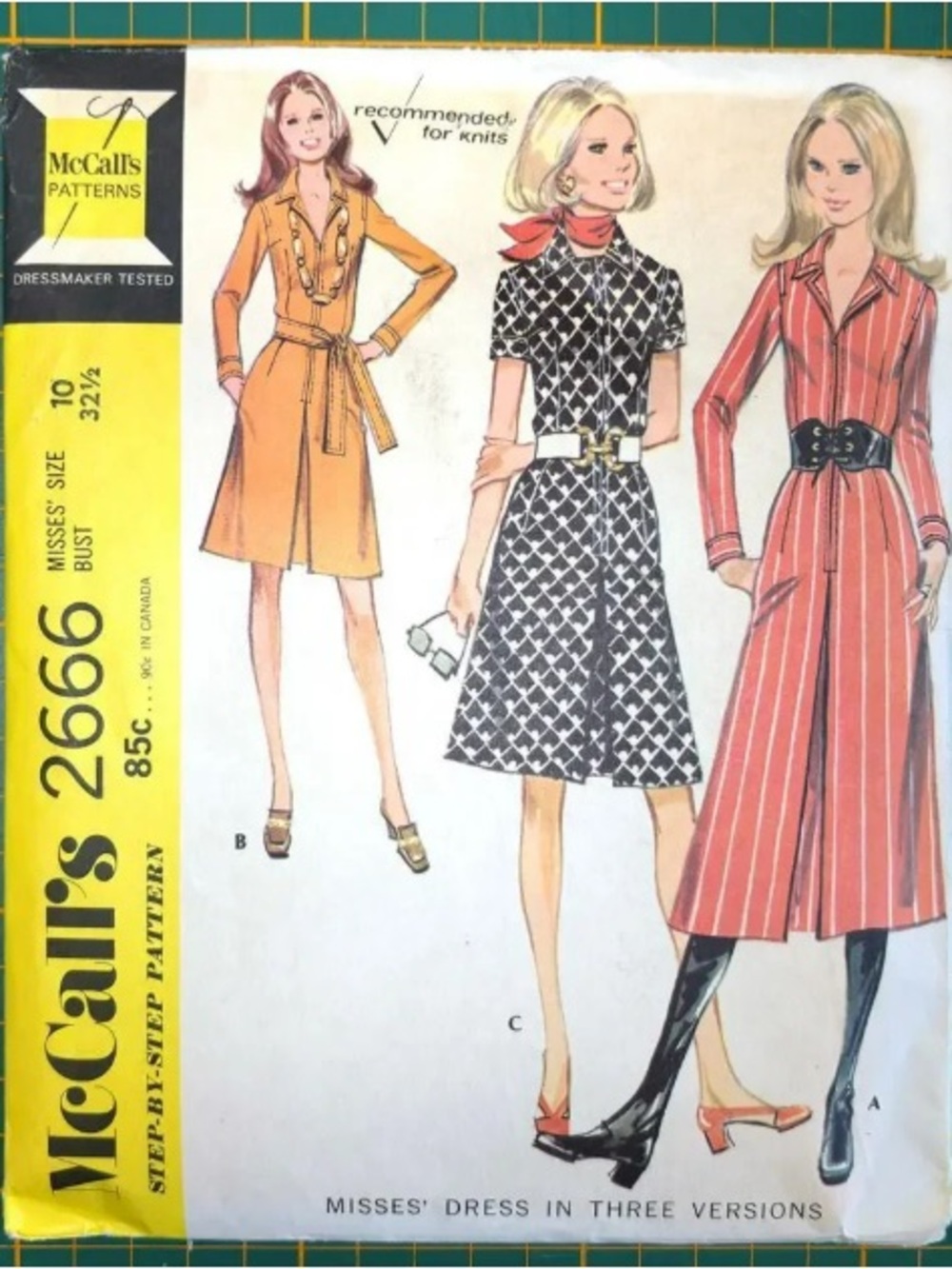 McCall's Women's Midi Dress Pattern in Orange, Black & Red